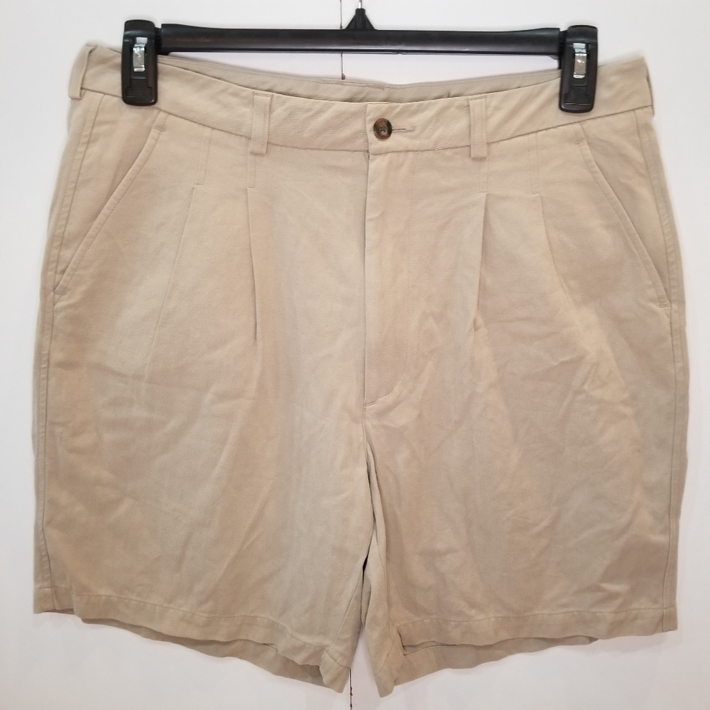 Haggar Tan Silk Shorts Sz 34